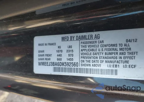 2013 Smart Fortwo Passion из США, поврежденный, VIN WMEEJ3BA6DK592560